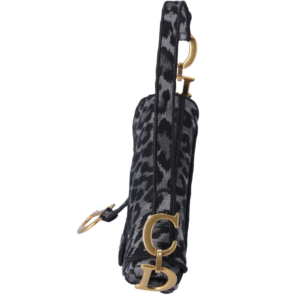 Christian Dior Medium Saddle Bag Mizza Embroidered Leopard BLack Grey Multi - Picture 4 of 11
